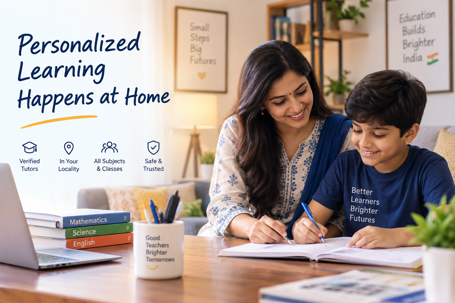 Home tutor teaching a student at home